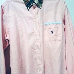 Ralph Lauren Pink Shirt with Plaid Collar